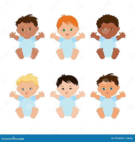 Multiethnical Babies Set Stock Vector Illustration Of Child 79764363