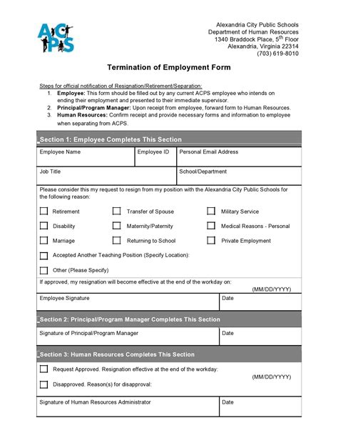 Free Termination Form Template Printable Templates