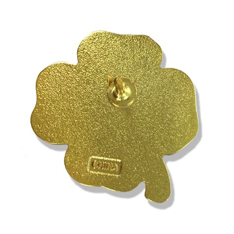 St Patricks Day Pin 1 Inch Four Leaf Clover Lapel Pin