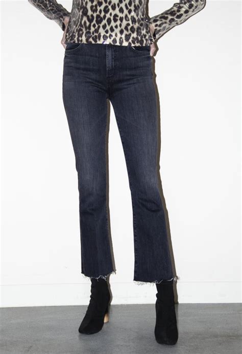 Button closure with zip fly. Mother Denim The Hustler Ankle Fray Jeans - Nightowl ...