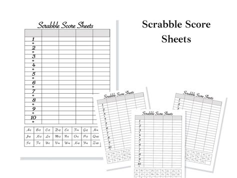 Scrabble Score Card Printable Scrabble Score Sheet Scrabble Score Pad