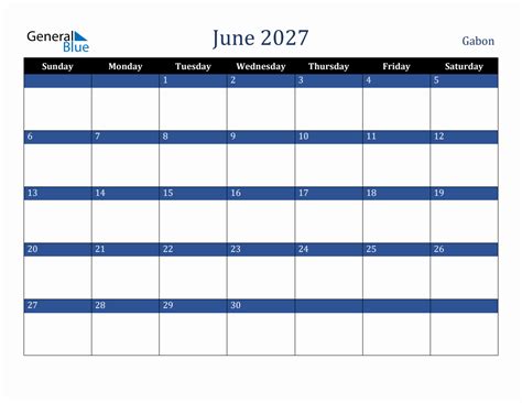 June 2027 Gabon Holiday Calendar
