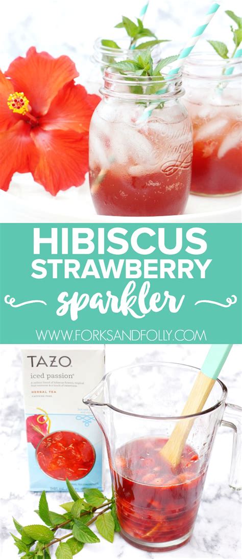 Hibiscus Strawberry Sparkler For Summer Sipping Forks