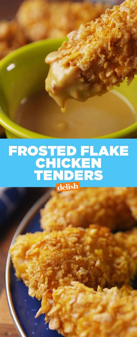 The only thing i did different was use honey flavored frosted flakes instead of corn flakes. Frosted Flake Chicken Tenders | Recipe | Chicken ...