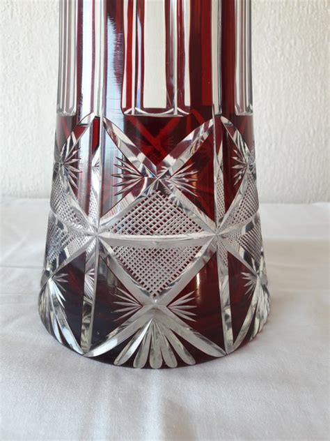 Large Antique Ruby Red Cut To Clear Bohemian Crystal Vase 1 Glass Catawiki