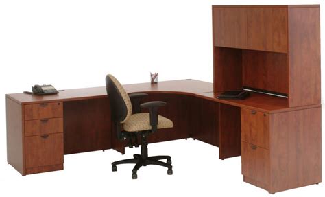 Cherry Corner Desk With Locking Drawers And Hutch Express Laminate By Express Office Furniture