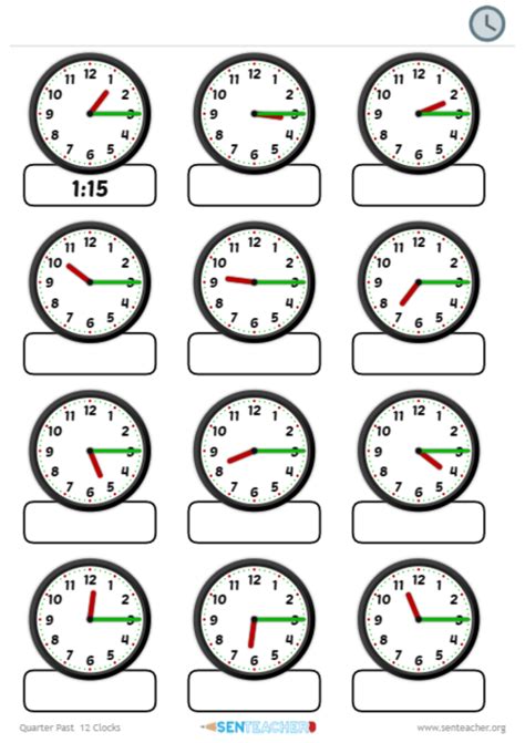Sen Teacher ⋆ Clocks Telling Time ⋆ Printable Worksheet