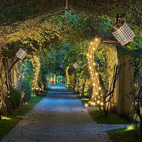 Solar Waterfall Lights Outdoor Garden Decor Yard Romantic Atmosphere