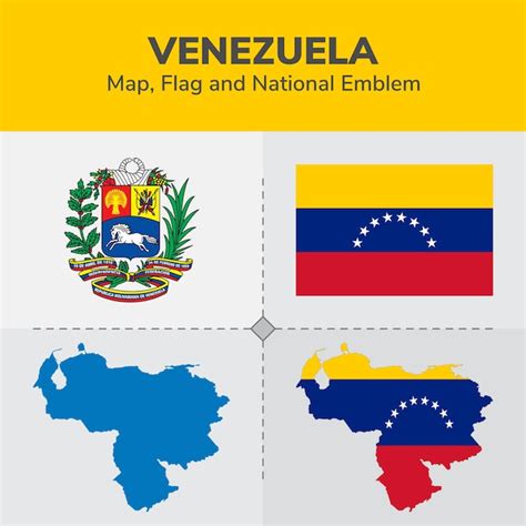 Mapa De Venezuela Bandera Y Emblema Nacional Vector Premium
