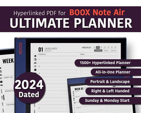 Boox Note Air Templates 2024 Digital Planner All In One Daily Planner