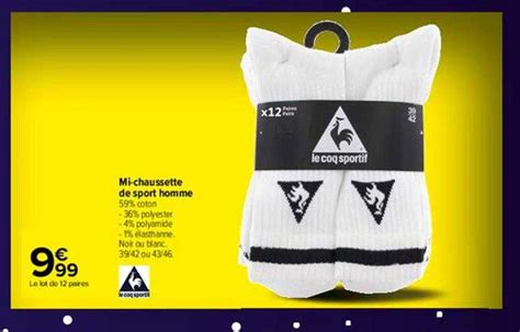 Promo Mi Chaussette De Sport Homme Le Coq Sportif Chez Carrefour