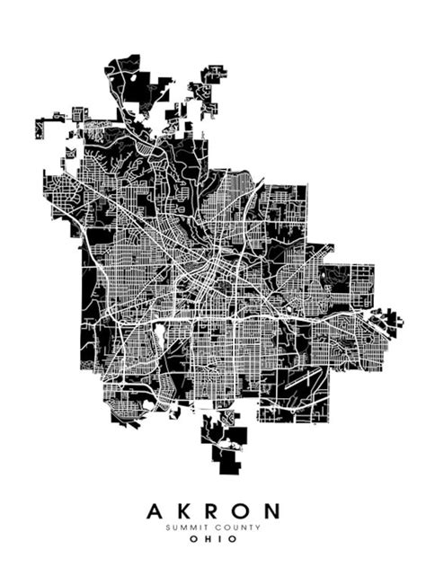 Akron Oh City Limits Map Print Etsy