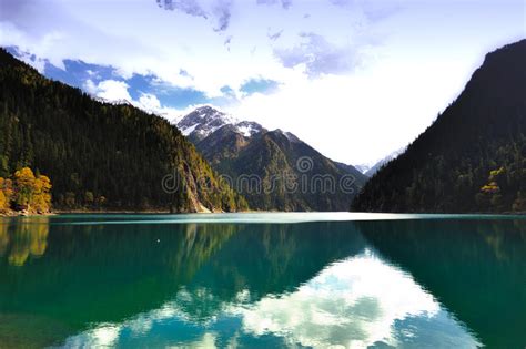 Landscape Of Forest And Lake In China Jiuzhaigou Stock Image Image Of