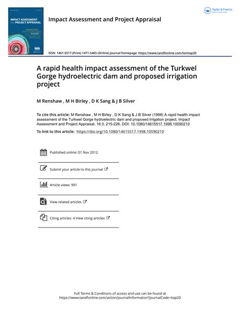 Pdf A Rapid Health Impact Assessment Of The Turkwel Gorge