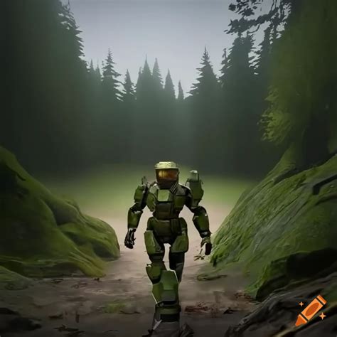 Halo Infinite Armor Master Chief Walking Uphill Facing Camera Halo