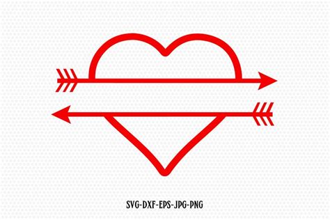 Split Heart Arrow Monogram Frame Svg
