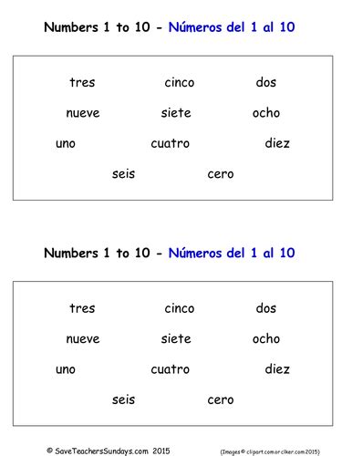 Spanish Numbers 1 To 10 Worksheets And Activities Teaching Resources