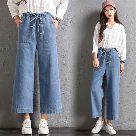 Clothes Casual Wide Leg Jeans Pants 2017 Autumn New Fashion Loose Ankle