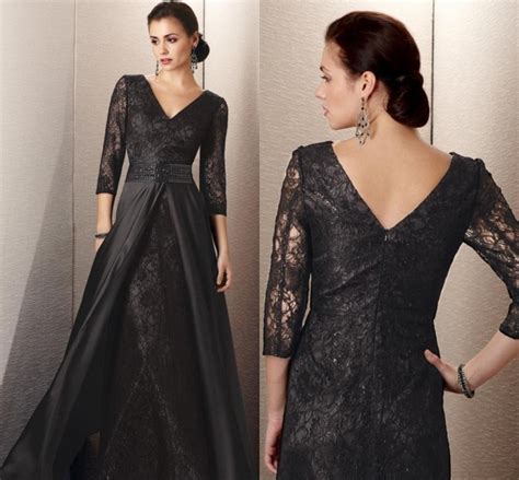 Buy Long Sleeve Lace Black Custom Made Plus Size Mother Of The Bride Dresses