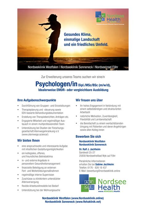 Stellenangebot Psychologe Mwd Nordseeklinik Westfalen Copd