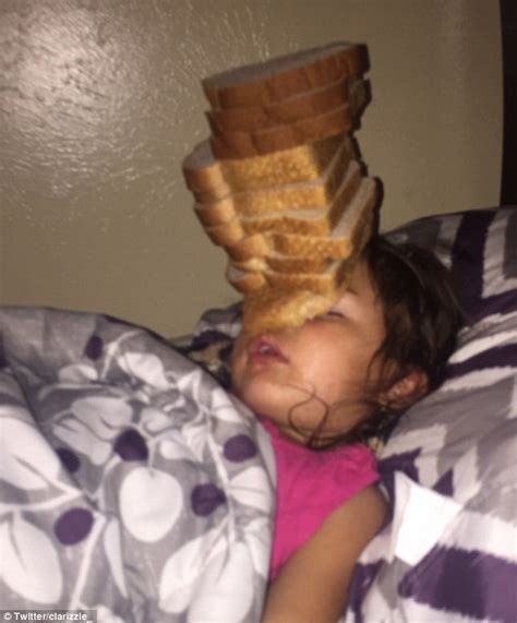 Sister Gets Revenge By Stacking A Loaf Of Bread On Her Sleeping Sibling
