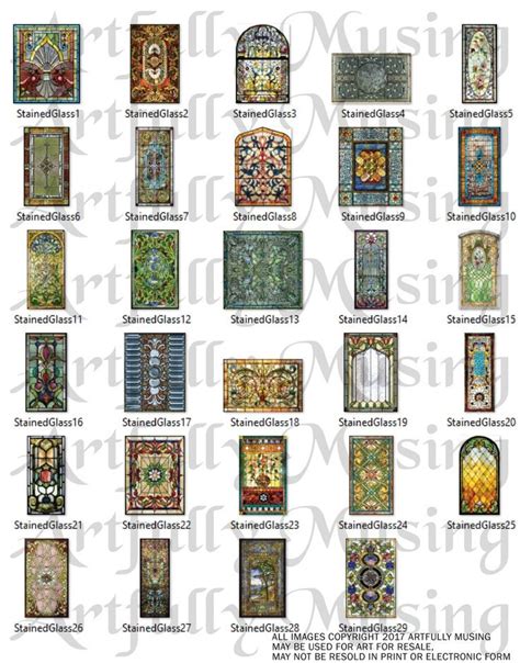 Stained Glass 29 Separate Images Digital Image Set Clip Art Digital