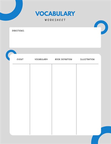 Vocabulary Word Template