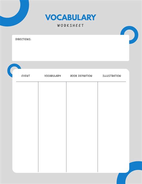 Vocabulary Worksheet Template Visme