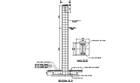 Reinforcement Column Section Drawing Free Download Dwg File Cadbull