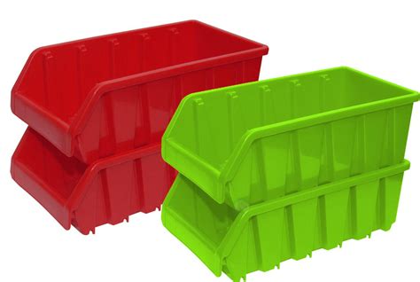 Set Of 4 Plastic Storage Stacking Bins