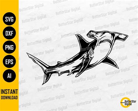 Hammerhead Shark Svg Ocean Sea Creature Fish Marine Water Etsy