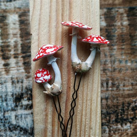 Goblincore Aesthetic Handmade Realistic Mushroom Hair Pins Etsy