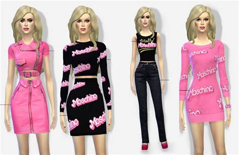 Moschino Think Pink Collection Fashion Sims 4 Leather Outerwear