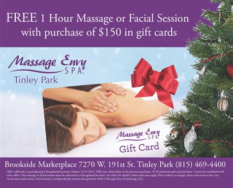 Free 1 Hour Massage Or Facial Session With Purchase Of 150 In T Cards Available At Massage