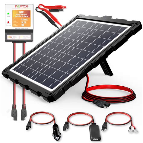 Buy Powoxi Upgraded 20w Solar Battery Charger Maintainer External