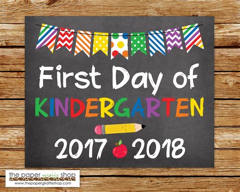 First Day Of Kindergarten Sign Chalkboard Sign First Day