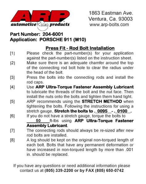 Arp Bolts Torque Specs Chart New Images Bolt