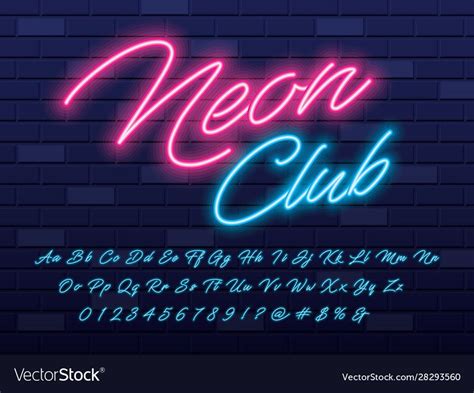 Neon Signboard With The Word Neon Club On Brick Wall Background Eps