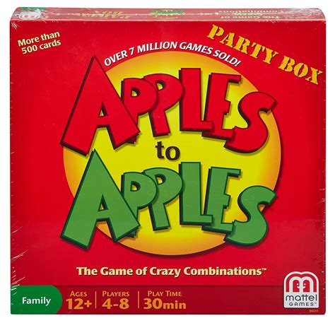 Mattel Apples To Apples Party In A Box Game Party In A Box Apples To Apples Game Board Games
