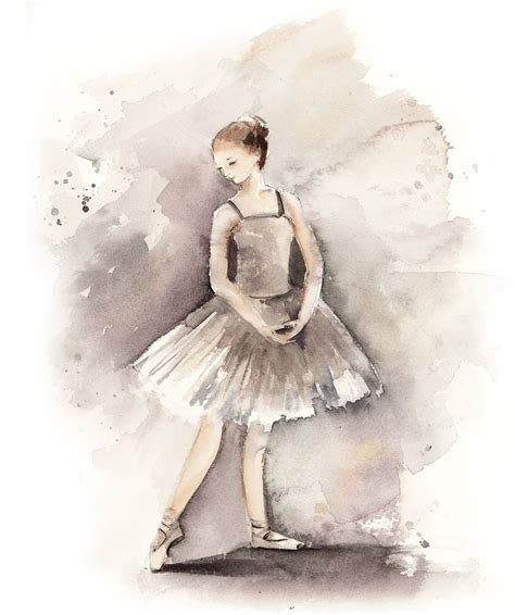 Ballerina Original Watercolor Painting Little Ballerina Loose Etsy