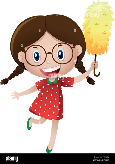Girl Dusting Stock Vector Images Alamy