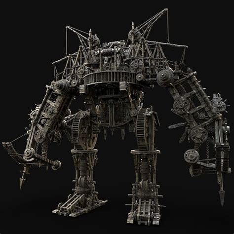 3d Model Mech Giant Robot Siege Engine Machine War Construction Mecha