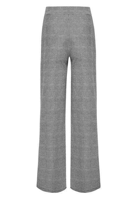 Lts Tall Womens Grey Check Wide Leg Trousers Long Tall Sally