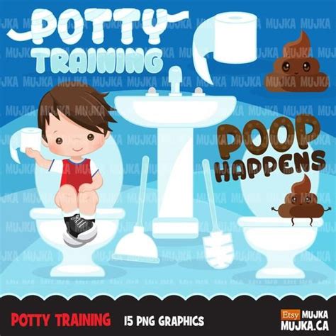 Potty Training Clipart Bathroom Chores Toilet Toilet Paper Etsy Kit