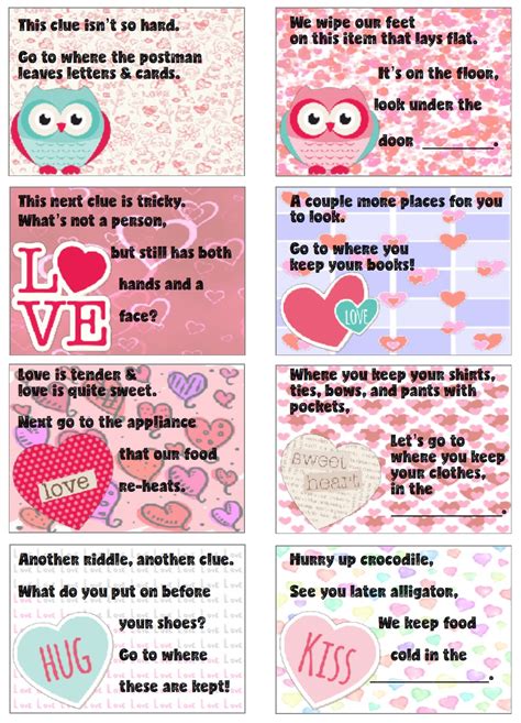The riddles and answers for kids here are not only fun and engaging, but they will also help to develop your child or student's critical and reasoning skills. Free Printable Valentine's Day Treasure Hunt: 24 Clues ...