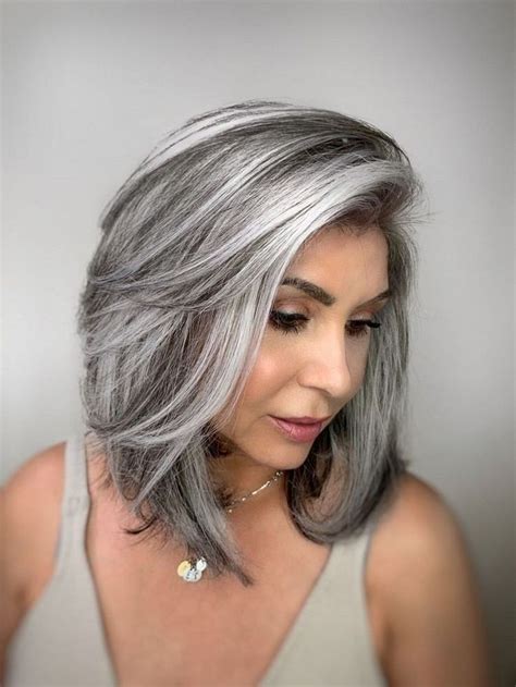 Black Gray Hair Is Trendy In 2021 Gray Hair Highlights Hair Styles