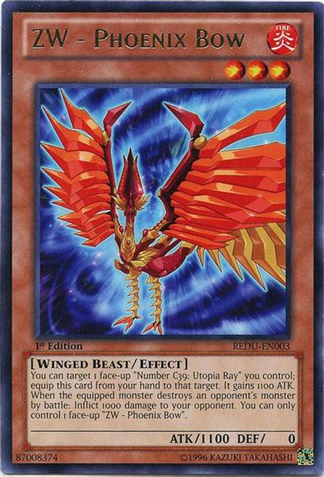Yugi moto solves an ancient egyptian puzzle and brings forth a dark and powerful alter ego. YuGiOh Zexal Return of the Duelist Single Card Rare ZW - Phoenix Bow REDU-EN003 - ToyWiz