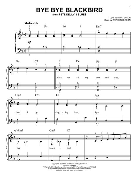 Blackbird as recorded by the beatles Bye Bye Blackbird sheet music by Mort Dixon (Easy Piano - 56950)
