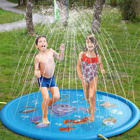 170cm Kids Inflatable Water Spray Pad Round Water Splash Play Pool