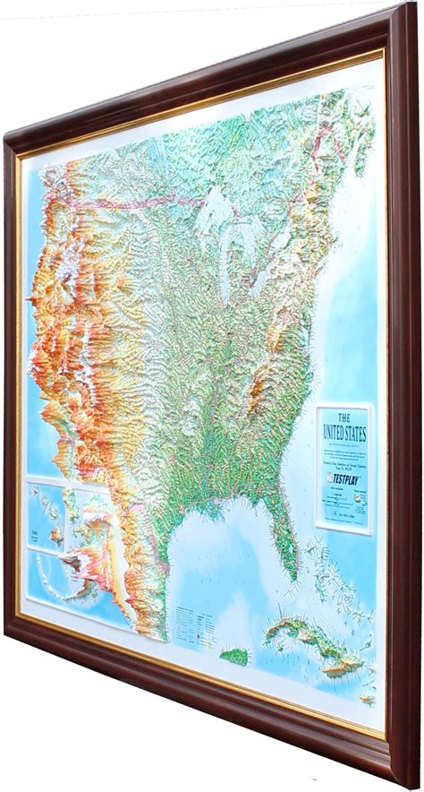 Us Raised Relief Map Large 44″ X 32″ Mapagents